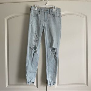 American Eagle Ripped Light Wash Skinny Jeans